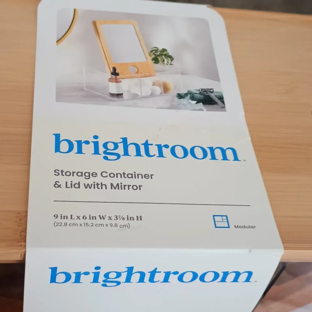 NEW Cosmetic Storage Container with Bamboo Lid - Brightroom™